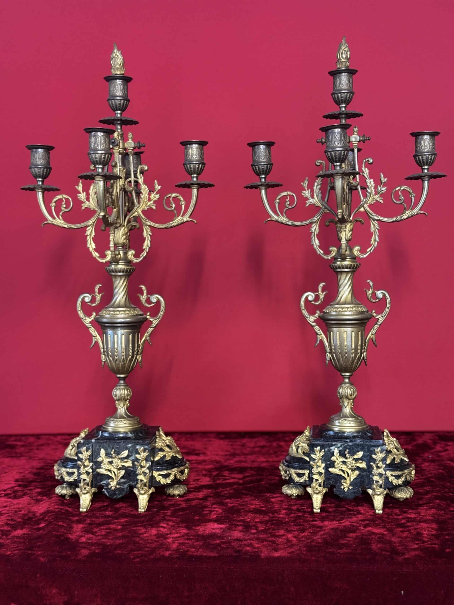 Kandelaars brons marmer